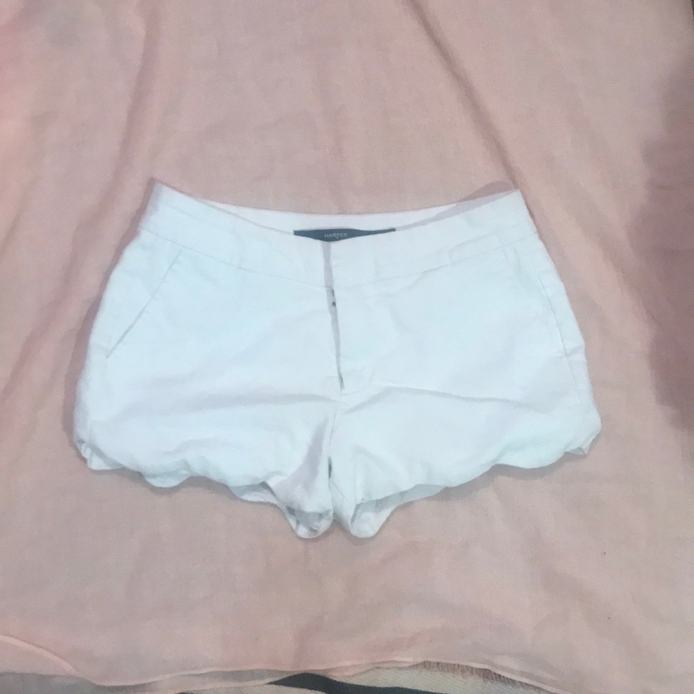 White scalloped shorts